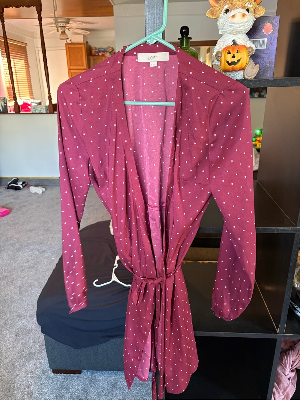 LOFT Women's Burgundy Polka Dot Robe
